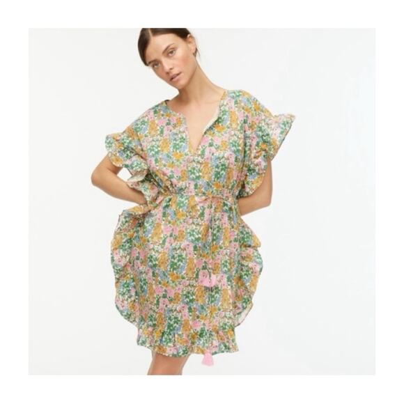 J. Crew Other - J. Crew Side-Ruffle Tunic in Liberty Mini Floral Walk